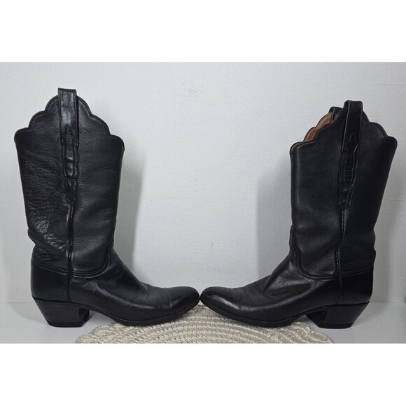 Lucchese Handmade 1883 Women's 8B Black Scalloped Cowboy Boots Western Rodeo EUC - Picture 11 of 16